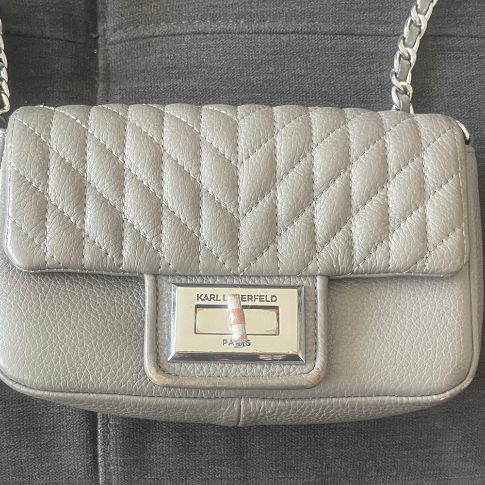 Karl Lagerfeld Silver Quilted Crossbody Bag